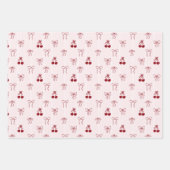 Kirsche Bow Coquette Rosa Muster Süße Handwerk Str Geschenkpapier Set (Vorderseite)