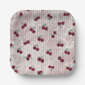 Kirsche Häkeln Pastellrosa  Pappteller (Vorderseite)