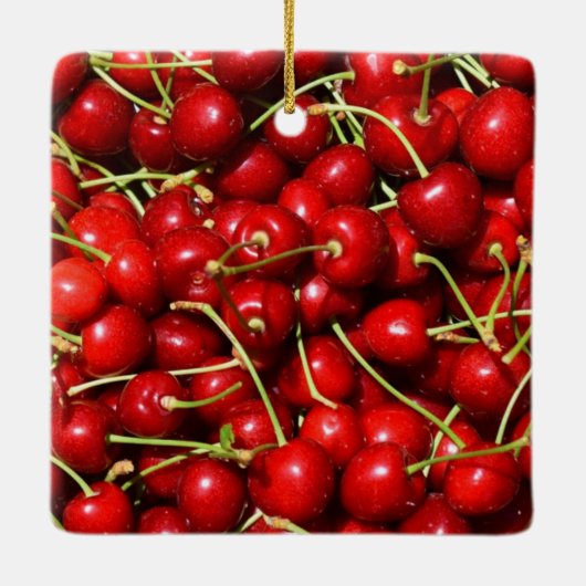 Kirsche Kirschen Rot Keramikornament (Rückseite)