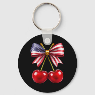 Kirsche Kokette Schleife Amerikanische Flagge Patr Schlüsselanhänger