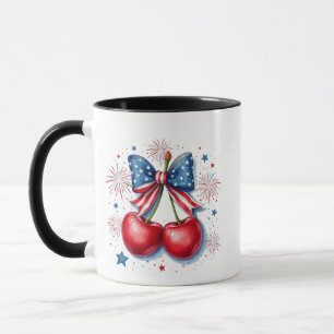 Kirsche mit kokettem Bogen 4. Juli Amerikanisch Tasse