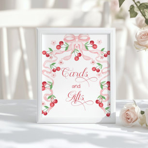 Kirsche oben drauf rosa Schleife Karten und Gesche Poster