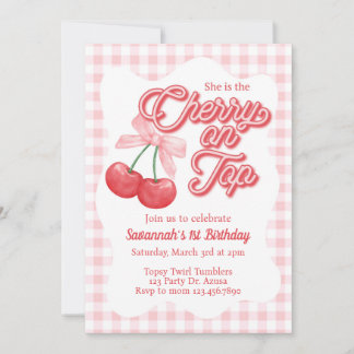 Kirsche oben, Kirsche Geburtstag, jedes Alter, Mäd Einladung