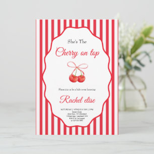 Kirsche oben mit einer roten Schleife Baby Shower Einladung
