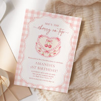 Kirsche Obenauf Rosa Gingham 1. Geburtstag