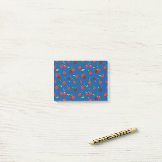 Kirsche Post-it Klebezettel (Auf Schreibtisch)