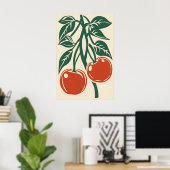 Kirsche Retro-Kunstposter - Küchenwand - Sofort Poster (Heimbüro)