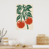 Kirsche Retro-Kunstposter - Küchenwand - Sofort Poster (Küche)