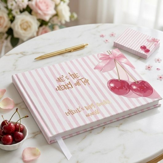 Kirsche Rosa Rot Retro Bogen Sommer Dusche Gästebuch