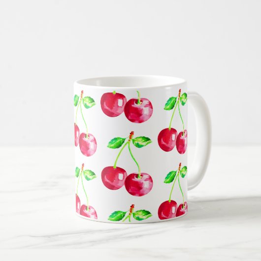 Kirsche, Rote Kirschen Kaffeetasse (VorderseiteRechts)