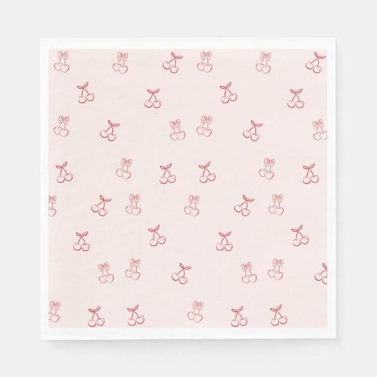 Kirsche Umriss Minimalismus Serviette (Vorderseite)