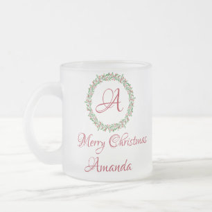 Kirsche und Blätter Weihnachten Mattglastasse