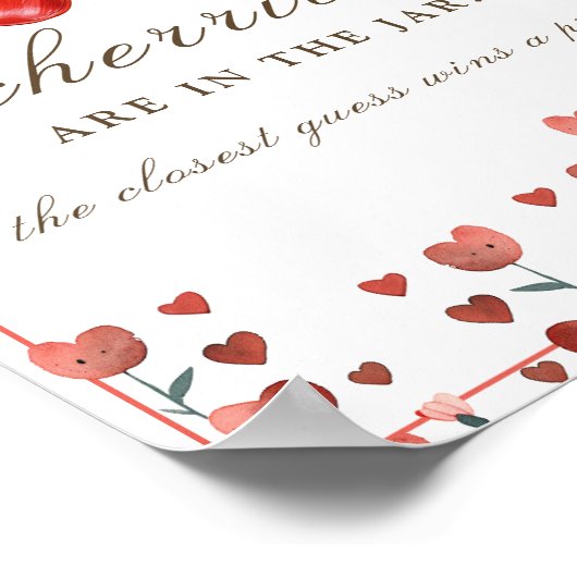 Kirsche und Herz wie viele Game Baby Dusche Poster (Ecke)