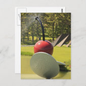 Kirsche und Löffel mit Spray Postkarte (Vorne/Hinten)