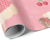 Kirsche und Regenbogen Frucht Pastell Süße Geburts Geschenkpapier (Rolleneckpunkt)