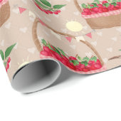 Kirsche und Regenbogen Frucht Pastell Süße Geburts Geschenkpapier (Rolleneckpunkt)