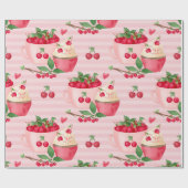 Kirsche und Regenbogen Frucht Pastell Süße Geburts Geschenkpapier (Flach)