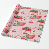 Kirsche und Regenbogen Frucht Pastell Süße Geburts Geschenkpapier (Ungerollt)