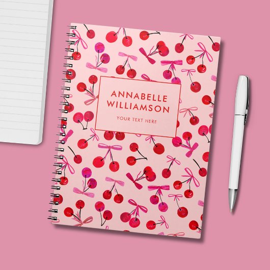 Kirsche und rosa Schleife Notizblock