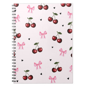 Kirsche- und rosa Schleifen Muster - Coquette-Ästh Notizblock