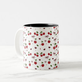 Kirsche- und Schleifen-Muster-Kaffeetasse  Zweifarbige Tasse