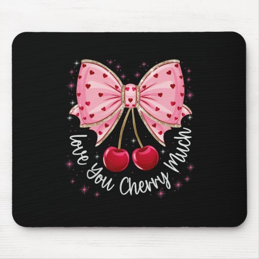 Kirsche und Schleifen Süße Kirsche Liebe dich Kirs Mousepad (Vorne)