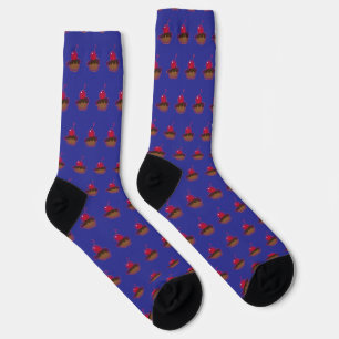 Kirsche und Schokolade Nachhaltige Premium Blaue Socken