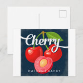 Kirsche Vintage-Fruchtlabel Retro Postkarte (Vorne/Hinten)