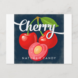 Kirsche Vintage-Fruchtlabel Retro Postkarte