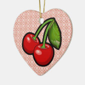 Kirschen auf Blume Keramikornament (Links)