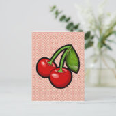 Kirschen auf Blume Postkarte (Stehend Vorderseite)