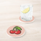 Kirschen auf Blume Sandstein Untersetzer (Seite)