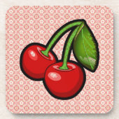 Kirschen auf Blume Untersetzer (Vorderseite)