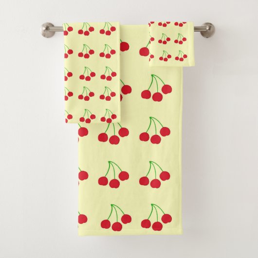 Kirschen auf dem Gelben Badetücher-Set Badhandtuch Set (Insitu)