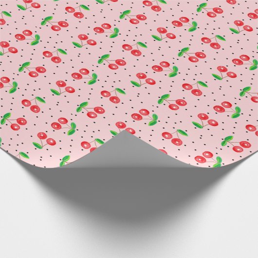 Kirschen auf PINK Geschenkpapier (Ecke)