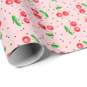 Kirschen auf PINK Geschenkpapier (Rolleneckpunkt)