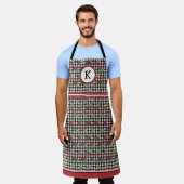 Kirschen auf schwarzem Gingham mit Monogramm Schürze (Getragen)