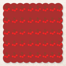 Kirschen auf Untersetzer aus Maronpapier (Set 6)