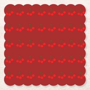 Kirschen auf Untersetzer aus Maronpapier (Set 6)