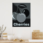 Kirschen auf Vollmond Küche Wanddekor - Plakat (Küche)