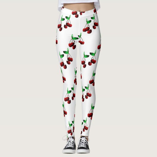 Kirschen auf weißen Leggings (Vorderseite)