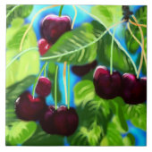 Kirschen aus den Zweigen Kirsche rot grün Fliese (Vorderseite)