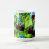 Kirschen aus den Zweigen Kirsche rot grün Kaffeetasse (Mittel)