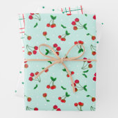 Kirschen, Dosen und Karierte Teile Geschenkpapier Set (Beispiel)