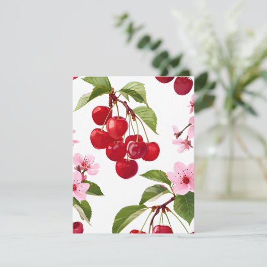 Kirschen Feiertagskarte (Stehend Vorderseite)
