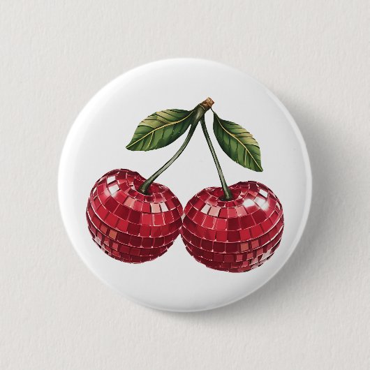 Kirschen Fruchtdisco Groovy Retro Button (Vorderseite)