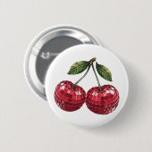 Kirschen Fruchtdisco Groovy Retro Button (Vorne & Hinten)