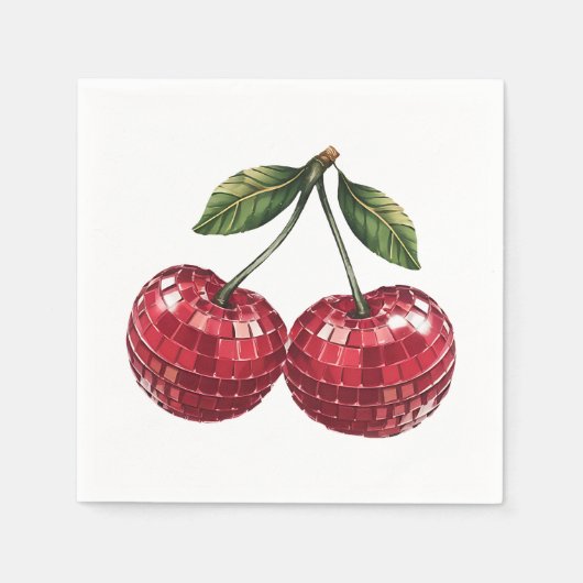 Kirschen Fruchtdisco Groovy Retro Serviette (Vorderseite)