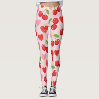 Kirschen & Herz Nahtloses Muster Leggings