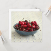 Kirschen in einer blauen Schüssel Karte (Vorderseite/Rückseite Beispiel)